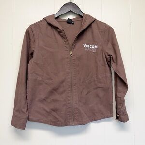 VOLCOM Strutin Stone Shacket Kids Brown Zip-Up Hoodie M 8/10